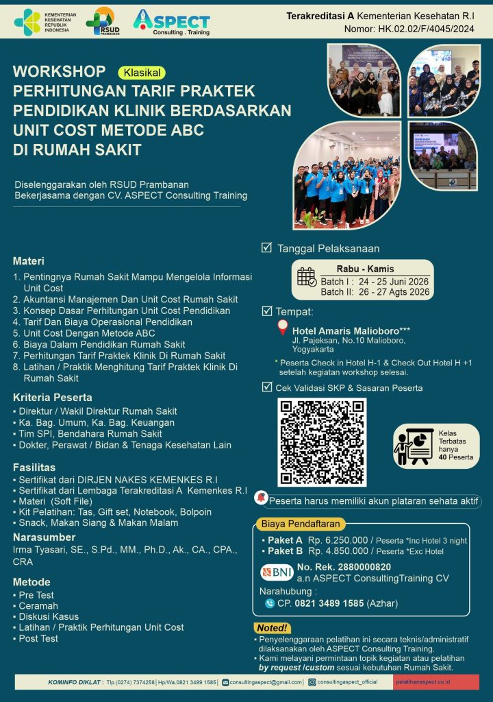 Workshop Perhitungan Tarif Praktik Pendidikan Klinik Rumah Sakit