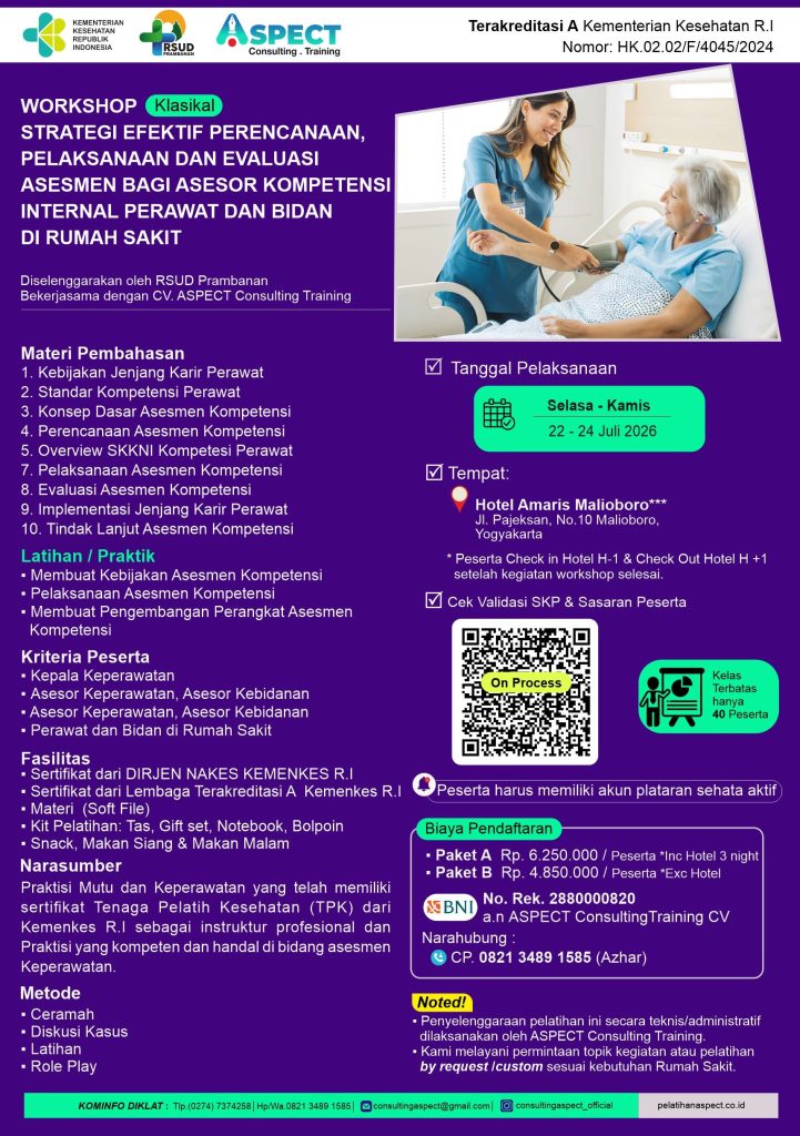 Workshop Asesor Kompetensi Perawat dan Bidan di Rumah Sakit