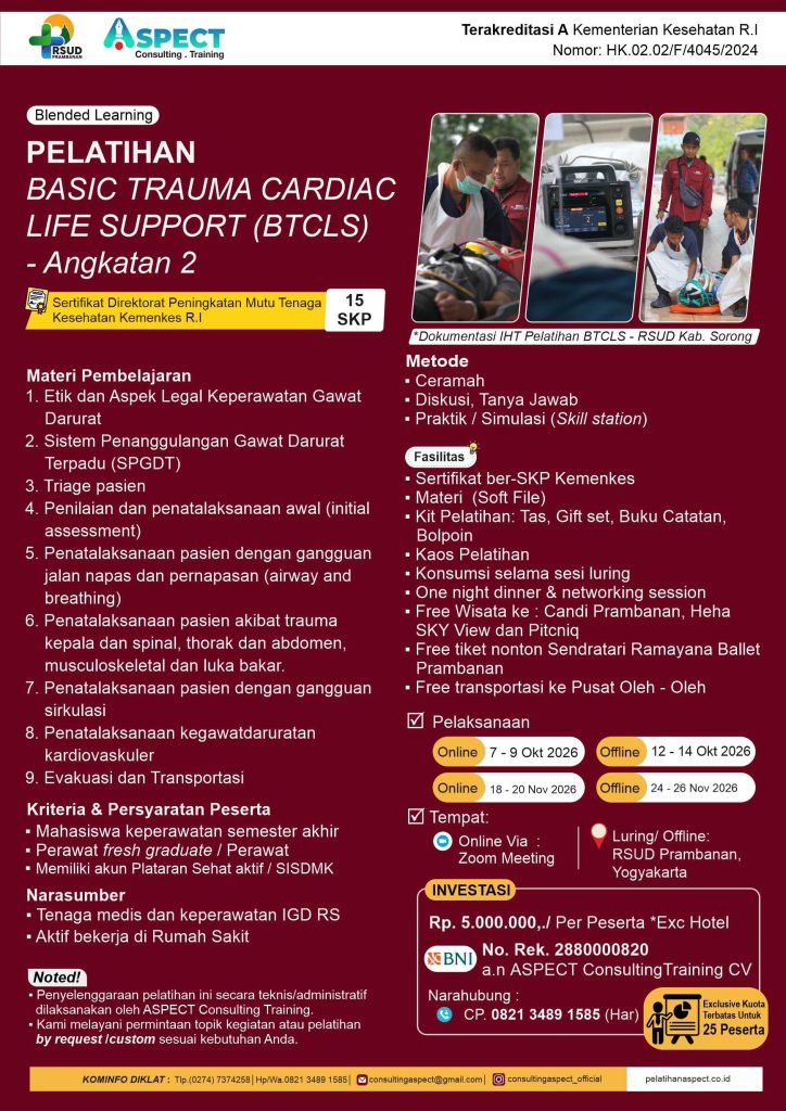 Pelatihan Basic Trauma and Cardiac Life Support (BTCLS)